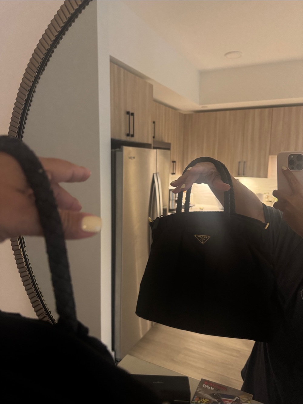 Prada Black Nylon Braided-Handle Shoulder Bag with Gold Hardware comes with COA - Picture 8 of 8